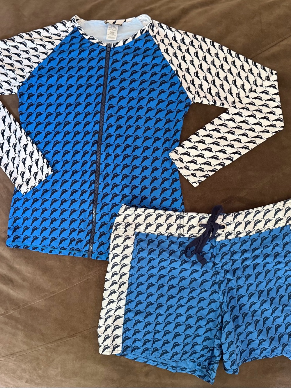 Tommy Bahama Blue Marlin Zip-Front Swim Rash Guard Top UPF 50+ - Picture 5 of 7
